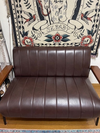 2人掛け ニトリの合成革ソファ