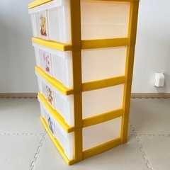 【値下げ】ディズニーくまのプーさん 4段チェスト アイリスオーヤマ製の画像