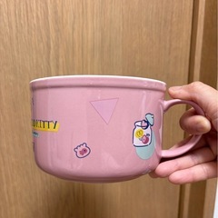 新品未使用　ハローキティ　取っ手付きボウル　皿　セット　陶器の画像