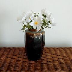 陶器 花瓶 布花 秋桜 8本付の画像