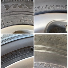 ヤリス ヴィッツ アクシオ シエンタ 等 アルミホイール 6-14+38 4H 100 114.3　ブリヂストン VRX 175/70R14 14インチ スタッドレス 4本セット の画像