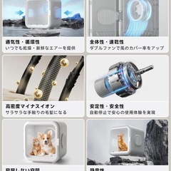 SALE‼️限界最安値‼️本日限定価格‼️新品未使用未開封品❣️❣️❣️ 【温度・風力・時間＆細かく調節可能】ドライハウス 犬用 猫用 ドライヤー ペットドライルーム ドライヤールーム 過熱保護 自動速乾 循環 通気 照明付き ペット用 ペットグッズ 47×43×46CM 62L大容量 ペット乾燥機 40dB静音 多頭用の画像