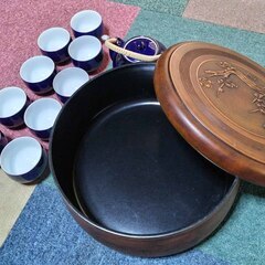 逗子 茶器 鎌倉彫 福 急須 ティーポット 湯呑 湯飲み 湯のみ 茶の湯道具 お茶呑茶碗の画像