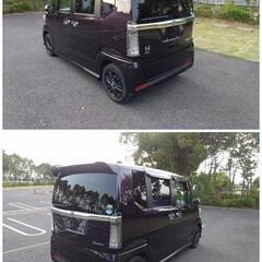 平成 28 年式 後期／ホンダ／NーBOX カスタム／特別仕様車 G SSブラックスタイル パッケージ／無事故／エアロパーツ／アルミホイール／両側パワースライドドア／スマートキー／ナビ／フルセグテレビ／ビルトインETC／車内 清掃済み／ 車検 09/09の画像