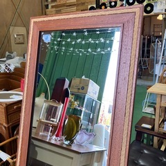 【⌛️アンティーク】スタンドミラー　姿見　立て鏡　茶色　ブラウン　ウッド　木製　昭和レトロ　ビンテージ　ヴィンテージ　ロープ　インテリア　家具　オシャレ家具　おしゃれ　お洒落　折りたたみ式　古着屋　店舗用品　什器　店舗什器　セレクトショップ　アメリカン　雑貨【横40奥60高157】の画像