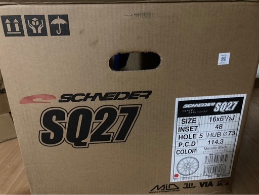 新品 MID SCHNEDER シュナイダー SQ27 1665+48 5/114.3 16インチ 6.5J +48 ホール数:5 PCD:114.3 メタリックブラック 4本セット