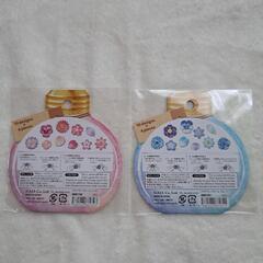フレークシール　フラワー　ピンク&ブルーの画像