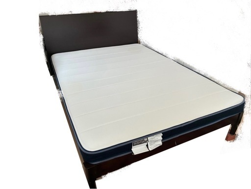 ダブルベット、ダークブラウン、ニトリダブルマットレス付き