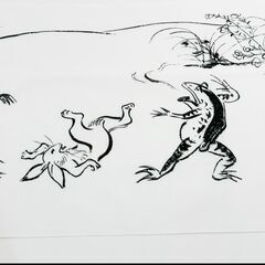 てぬぐい　鳥獣戯画　日本製の画像