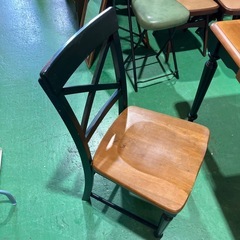 【🌲木製ろくろ脚学習机】昭和レトロ　デスク　センターテーブル　机　カントリー　インテリア　家具　アンティーク調　ウッド　緑　茶色　ブラウン　モスグリーン　引き出し付き　勉強机　年代物　PCデスク　勉強机の画像