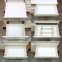 ≪zyt2409ジ≫ 松田家具 食器棚/キッチンボード 幅137cm 高さ210cm ハイタイプ ホワイト ソフトクローズ 幅140 中古家具/宮城県仙台市 70820-04の画像