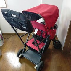 【阪急売布神社駅近くで受取お願いします】Joovy 2人乗りベビーカー 専用レインカバー等付の画像