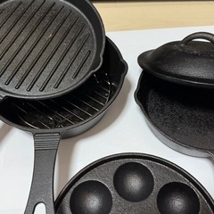 キャンプで使用したスキレット等のセットの画像