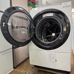 地域限定送料無料　美品【 Panasonic 】パナソニック 洗濯11.0㎏/乾燥6.0㎏ ドラム式洗濯乾燥機 2度洗いモード搭載 温水泡洗浄W 槽洗浄サイン NA-VX800BLの画像