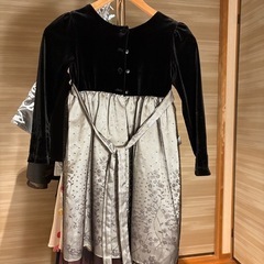 120cm こども ドレス　ベルベット　黒　銀　の画像