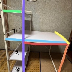 3段棚付きのワークデスク・パソコンデスクの画像