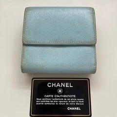 CHANEL シャネル 折り財布 スカイブルーの画像