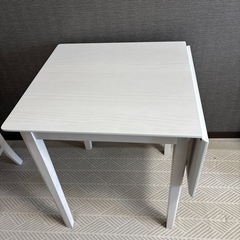 伸張式ダイニングテーブルセット 3点セット 幅60cm/90cm 1人 2人用 の画像
