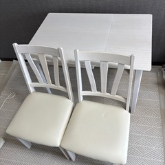 伸張式ダイニングテーブルセット 3点セット 幅60cm/90cm 1人 2人用 の画像