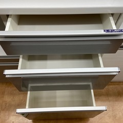 松田家具　レンジボード　スライド2枚扉　ホワイト×シルバーの画像