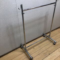 ハンガーラック キャスター付 スチール製 シルバー 衣類収納 シンプル 頑丈 店舗用 業務用 家庭用　【糸島市内 送料無料】250824-1の画像