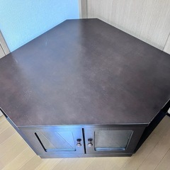 【価格相談可能】テレビＴＶ台(コーナー設置型)　ビデオレコーダー収納　チャコールブラウンの画像