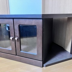 【価格相談可能】テレビＴＶ台(コーナー設置型)　ビデオレコーダー収納　チャコールブラウンの画像