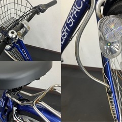 　自転車 ママチャリ 27インチ ブルー オートライト シマノ変速6段ギアの画像