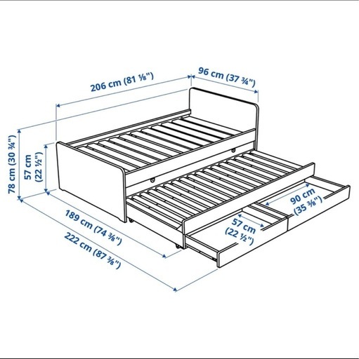 IKEA SLAKT スレクトシングルベッド2段ベッド収納付き
