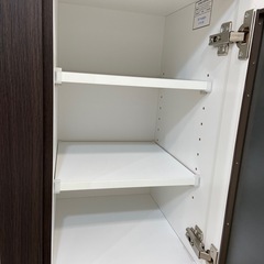 ニトリ　レンジボード　3枚扉　レジューム　ダークブラウン×ホワイトの画像