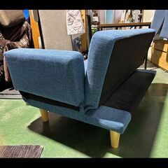 札幌限定配送/お引き取り可◆家具◆LOWYA◆2人掛けソファ/ソファベッド◆布製/ファブリック◆ネイビー◆W130 D74 H62の画像