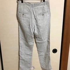 ウェスト実寸80  麻100%  ライトグレーの画像