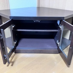 【価格相談可能】テレビＴＶ台(コーナー設置型)　ビデオレコーダー収納　チャコールブラウンの画像