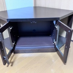 【価格相談可能】テレビＴＶ台(コーナー設置型)　ビデオレコーダー収納　チャコールブラウンの画像