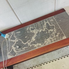 昭和レトロ 世界地図デザイン ガラステーブル（応接／喫茶店風）の画像
