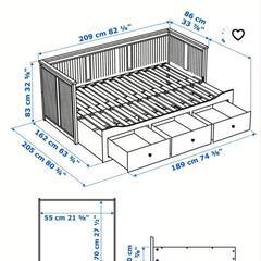 イケア HEMNES ヘムネス デイベッド グレー&マットレス2点の画像