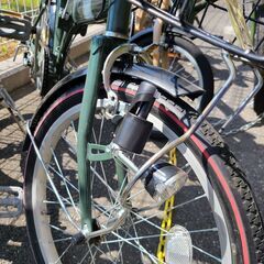 J1358【リユースのサカイ柏店】 折りたたみ自転車　switch　モスグリーン　20インチ　6段変速　ダイナモライト　クリーニング、簡易メンテナンス済み　★店頭にて試乗可★  中古自転車 　流山市 中古自転車 松戸市 中古自転車 我孫子市 中古自転車 船橋市 中古自転車 守谷市 中古自転車 取手市 中古自転車の画像