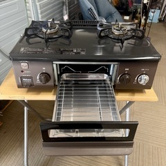 【超美品‼️】パロマ 2023年製 都市ガス用 ガステーブル 右強火/水無し片面焼きグリル ブラウンメタリック♪の画像