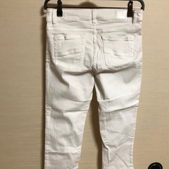 NAVY 白　ストレッチ　七分丈の画像