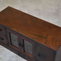 ≪yt2010ジ≫ 美品 岩屋堂箪笥 TVボード/ローボード 幅110cm 岩屋堂うるしタンス工房製 和風/和箪笥/民芸箪笥/欅/漆塗装 中古家具/宮城県仙台市 70822-04の画像