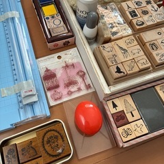 スタンプとスタンプパッド、裁断機　まとめての画像