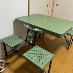 折りたたみテーブルチェアセット グリーンの画像
