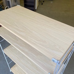 【kj184】美品 人気の無印良品 ステンレスユニットシェルフ 4段 高さ120cm 収納棚 オープンキャビネット ナチュラル　検)一人暮らし　ファミリー　冷蔵庫　洗濯機　オフィス　事務　テーブル　ラック　収納　家具　ソファ　キッチンの画像