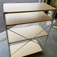 【kj184】美品 人気の無印良品 ステンレスユニットシェルフ 4段 高さ120cm 収納棚 オープンキャビネット ナチュラル　検)一人暮らし　ファミリー　冷蔵庫　洗濯機　オフィス　事務　テーブル　ラック　収納　家具　ソファ　キッチンの画像