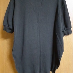 【Ｓ】GU ブラック Tシャツ カットソー ワッフルオーバーサイズT 5分袖の画像