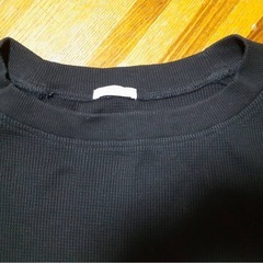 【Ｓ】GU ブラック Tシャツ カットソー ワッフルオーバーサイズT 5分袖の画像