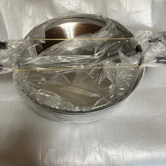 【未使用　箱あり】ステンレス製 3層底 ステンレス製 両手ゆで鍋 26cm（ザル付）の画像