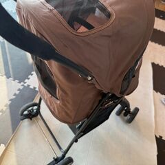 タンスのゲン ペットカート 折りたたみ 4輪バギー 小型犬　リード2本付き　ブラウンの画像