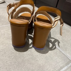 【美品】 甲深ベルトウエッジサンダル M キャメルの画像