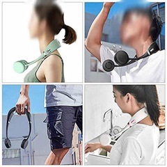 【✨新品✨】ネックファン　首かけ扇風機　ネッククーラー　3段階調節　ピンクホワイト　ジムの画像